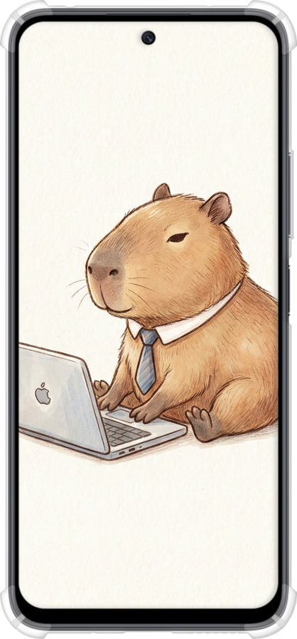 Силикон с усиленными углами чехол Funny Capybara CEO Working для Xiaomi Redmi 12 - 6777sp-3114 изображение 