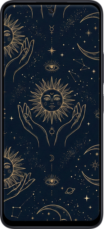 Силіконовий чехол Celestial Harmony: Sun & Moon Gold Mystic Pattern для Xiaomi Redmi 12 - 6778u-3114 изображение 