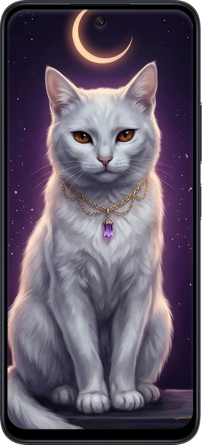 Силиконовый чехол Mystic White Cat Gothic Dark Purple Gold для Xiaomi Redmi 12 - 6805u-3114 изображение 