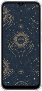 Силикон с усиленными углами чехол Celestial Harmony: Sun & Moon Gold Mystic Pattern для Xiaomi Redmi 12C - 6778sp-2962 изображение 