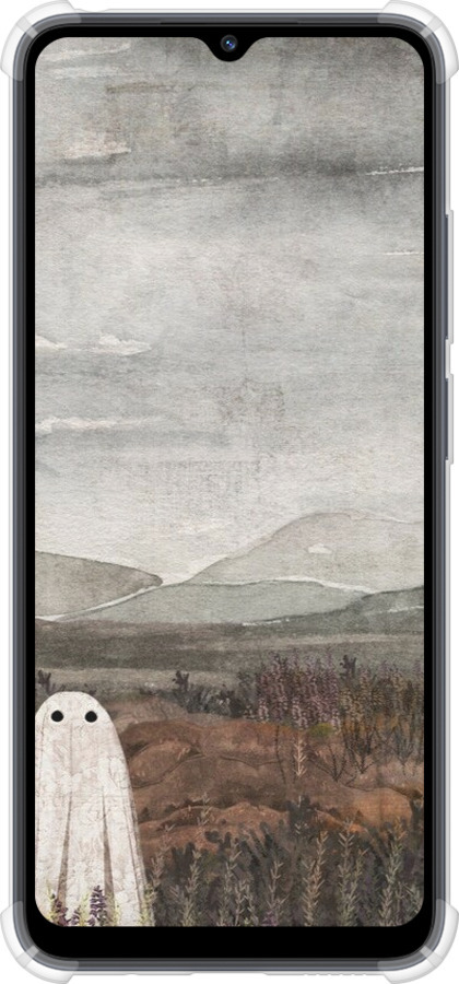Силикон с усиленными углами чехол Одинокий призрак на фоне гор для Xiaomi Redmi 12C - 6486sp-2962 изображение 