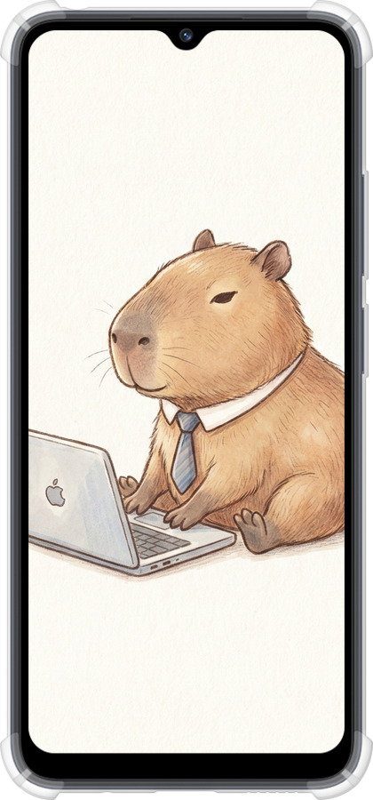Силикон с усиленными углами чехол Funny Capybara CEO Working для Xiaomi Redmi 12C - 6777sp-2962 изображение 