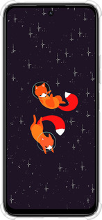 Силикон с усиленными углами чехол Лисички в космосе для Xiaomi Poco M6 4G - 4519sp-3798 изображение 