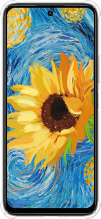 Силикон с усиленными углами чехол Цветы желто-голубые для Xiaomi Poco M6 4G - 5308sp-3798 изображение 