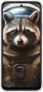 Силикон с усиленными углами чехол Raccoon austronaut для Xiaomi Poco M6 4G - 5581sp-3798 изображение 