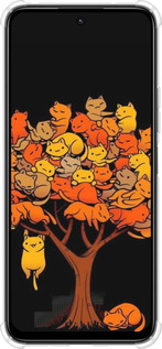Силикон с усиленными углами чехол Дерево и котики для Xiaomi Poco M6 4G - 6516sp-3798 изображение 