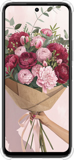 Силіконовий протиударний с посиленими кутами чехол Півонії 1 для Xiaomi Poco M6 4G - 6705sp-3798 изображение 