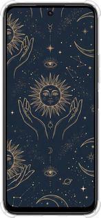 Силикон с усиленными углами чехол Celestial Harmony: Sun & Moon Gold Mystic Pattern для Xiaomi Poco M6 4G - 6778sp-3798 изображение 