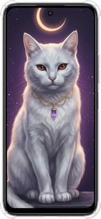 Силикон с усиленными углами чехол Mystic White Cat Gothic Dark Purple Gold для Xiaomi Poco M6 4G - 6805sp-3798 изображение 