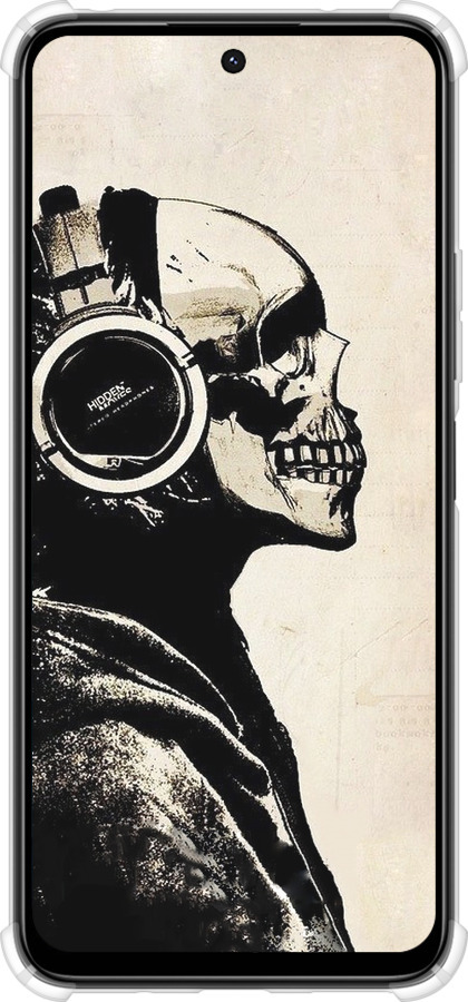Силикон с усиленными углами чехол Скелет-меломан v2 для Xiaomi Poco M6 4G - 1200sp-3798 изображение 