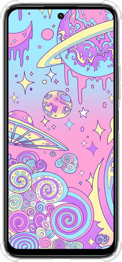 Силикон с усиленными углами чехол Розовая галактика для Xiaomi Poco M6 4G - 4146sp-3798 изображение 