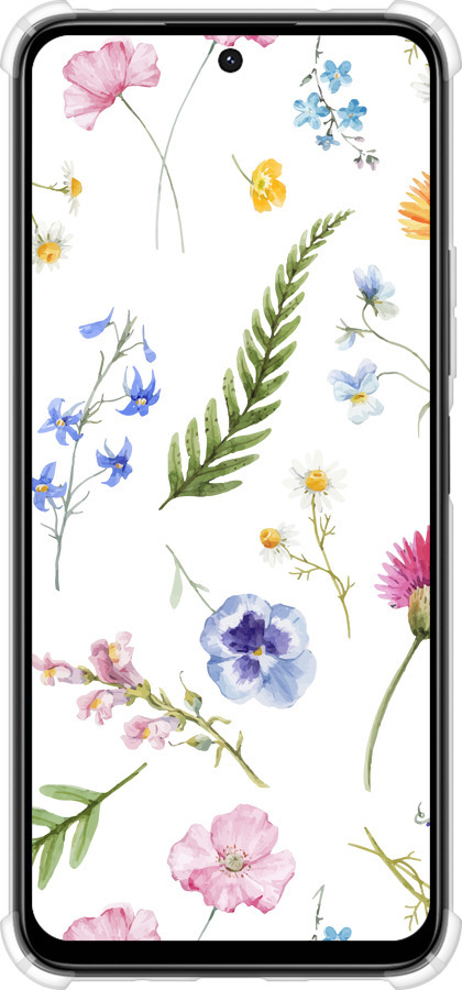 Силіконовий протиударний с посиленими кутами чехол Квітковий фон v2 для Xiaomi Poco M6 4G - 5472sp-3798 изображение 