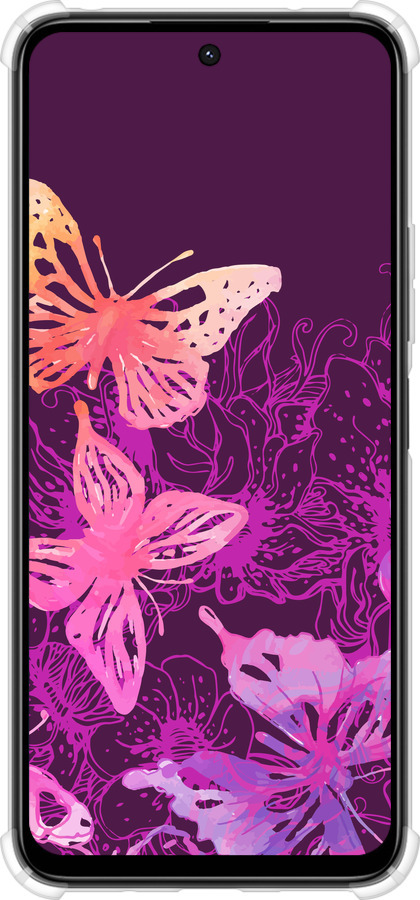 Силикон с усиленными углами чехол Бабочки v2 для Xiaomi Poco M6 4G - 5475sp-3798 изображение 