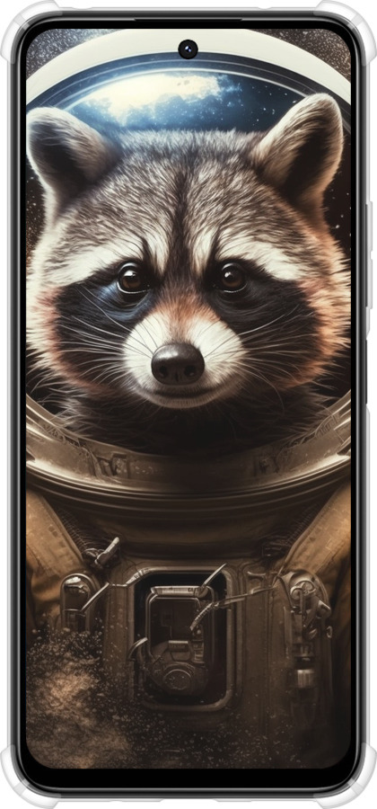 Силикон с усиленными углами чехол Raccoon austronaut для Xiaomi Poco M6 4G - 5581sp-3798 изображение 
