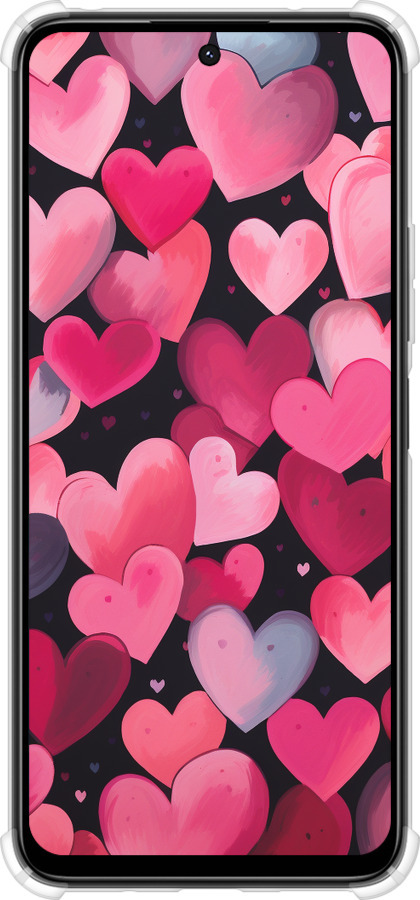 Силикон с усиленными углами чехол Сердечки 4 для Xiaomi Poco M6 4G - 5662sp-3798 изображение 
