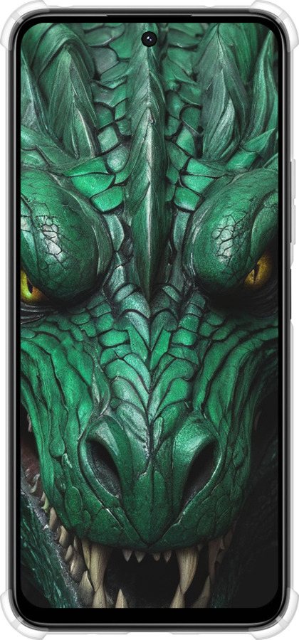 Силикон с усиленными углами чехол Зелёный дракон v2 для Xiaomi Poco M6 4G - 5817sp-3798 изображение 