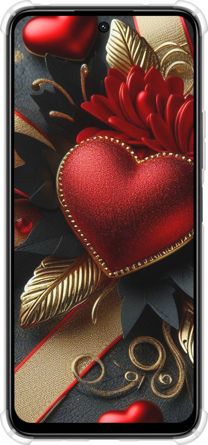 Силикон с усиленными углами чехол Сердечки v2 для Xiaomi Poco M6 4G - 5832sp-3798 изображение 