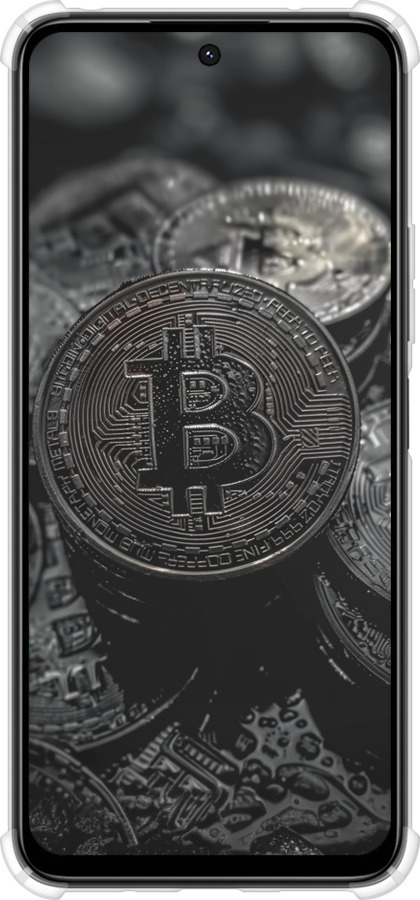 Силіконовий протиударний с посиленими кутами чехол Black Bitcoin для Xiaomi Poco M6 4G - 6090sp-3798 изображение 