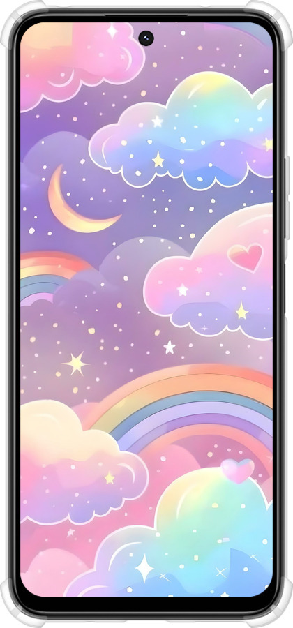 Силикон с усиленными углами чехол Облака и радуга для Xiaomi Poco M6 4G - 6312sp-3798 изображение 