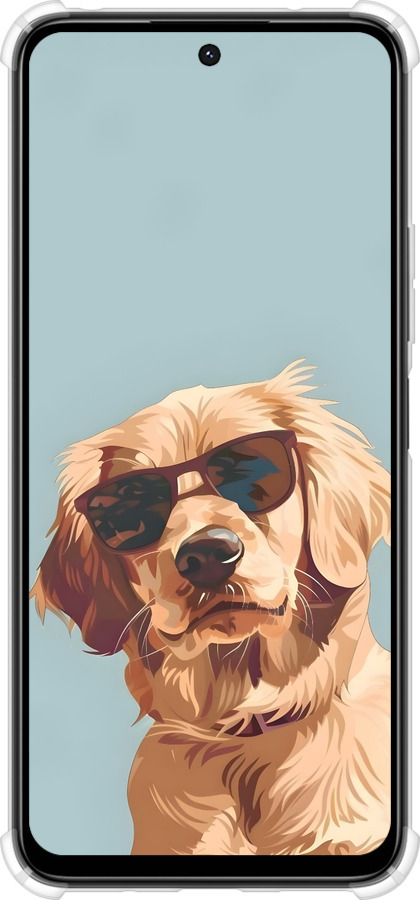 Силикон с усиленными углами чехол Пес в очках для Xiaomi Poco M6 4G - 6381sp-3798 изображение 