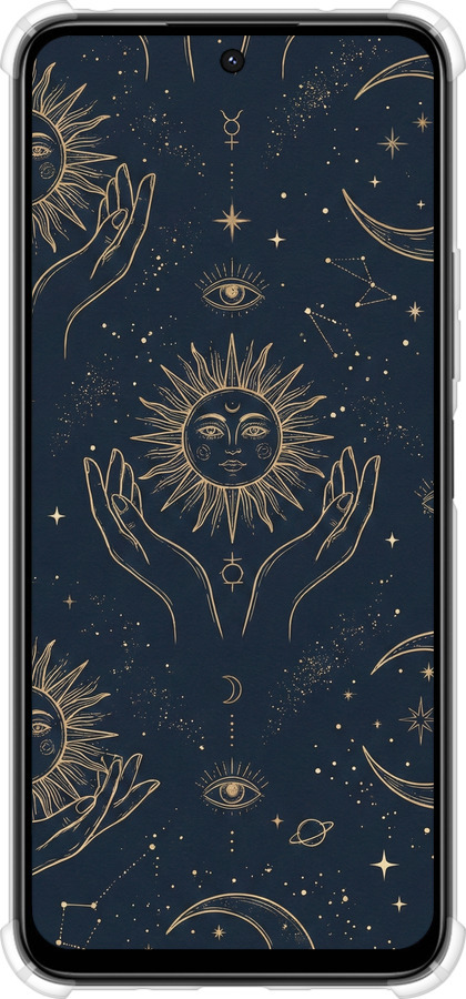 Силикон с усиленными углами чехол Celestial Harmony: Sun & Moon Gold Mystic Pattern для Xiaomi Poco M6 4G - 6778sp-3798 изображение 