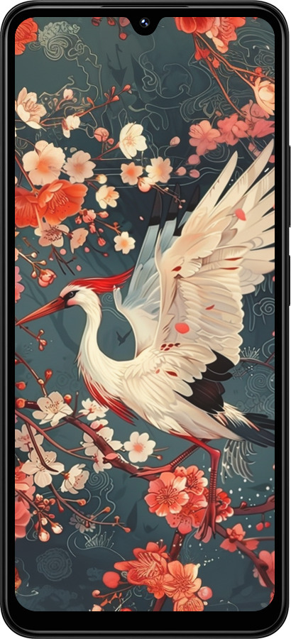 TPU чехол Сакура и аист для Xiaomi Redmi 14C - 6108b-3768 изображение 