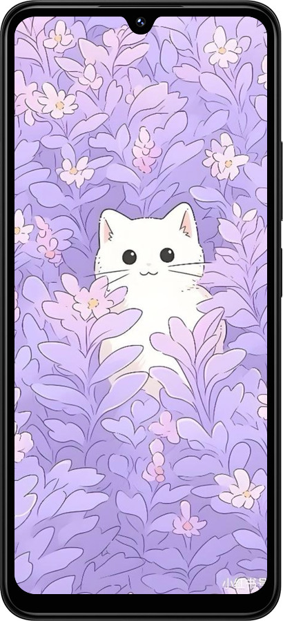 TPU чехол Котик в цветах для Xiaomi Redmi 14C - 6390b-3768 изображение 