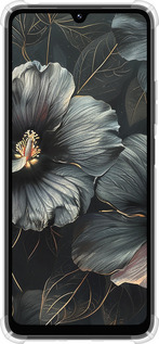 Силикон с усиленными углами чехол Черные цветы для Xiaomi Poco M7 - 6031sp-4141 изображение 