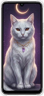 Силикон с усиленными углами чехол Mystic White Cat Gothic Dark Purple Gold для Xiaomi Poco M7 - 6805sp-4141 изображение 
