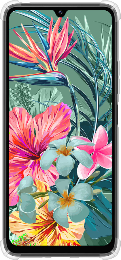 Силикон с усиленными углами чехол Тропические цветы v1 для Xiaomi Poco M7 - 4667sp-4141 изображение 