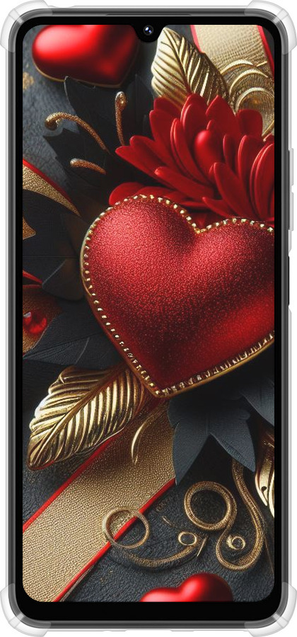 Силикон с усиленными углами чехол Сердечки v2 для Xiaomi Poco M7 - 5832sp-4141 изображение 