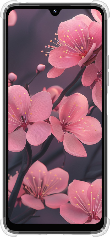 Силіконовий протиударний с посиленими кутами чехол Пурпурова сакура для Xiaomi Poco M7 - 6075sp-4141 изображение 