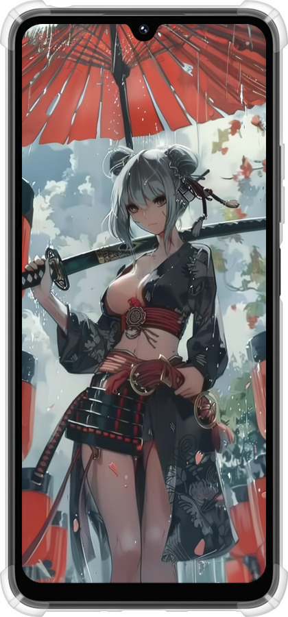 Силикон с усиленными углами чехол Гейша-воин для Xiaomi Poco M7 - 6124sp-4141 изображение 
