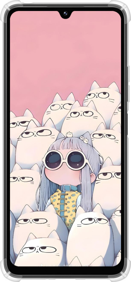 Силикон с усиленными углами чехол Малышка с котами для Xiaomi Poco M7 - 6295sp-4141 изображение 