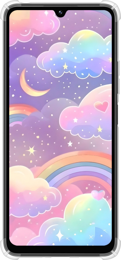 Силикон с усиленными углами чехол Облака и радуга для Xiaomi Poco M7 - 6312sp-4141 изображение 