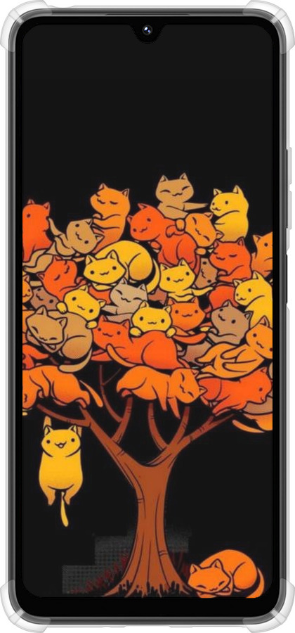 Силикон с усиленными углами чехол Дерево и котики для Xiaomi Poco M7 - 6516sp-4141 изображение 