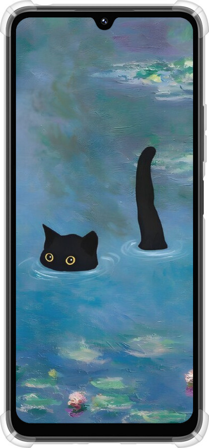 Силикон с усиленными углами чехол С изображением кота и водяной лилии Monet для Xiaomi Poco M7 - 6519sp-4141 изображение 