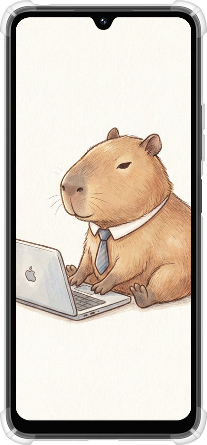 Силикон с усиленными углами чехол Funny Capybara CEO Working для Xiaomi Poco M7 - 6777sp-4141 изображение 