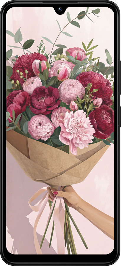 Силиконовый чехол Пионы 1 для Xiaomi Redmi 14C - 6705u-3768 изображение 