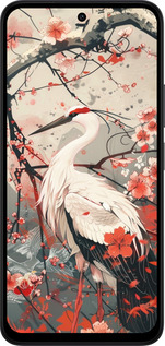 Силиконовый чехол Аист в цвету сакуры для Xiaomi Redmi 15 4G - 6109u-4136 изображение 