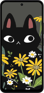 Силиконовый чехол Черный кот с цветами для Xiaomi Redmi 15 4G - 6448u-4136 изображение 