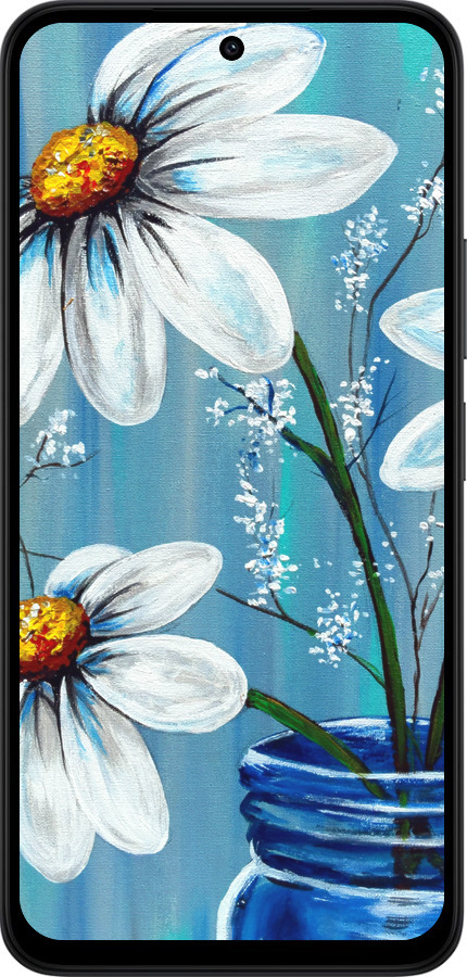 Силиконовый чехол Красивые арт-ромашки для Xiaomi Redmi 15 4G - 4031u-4136 изображение 