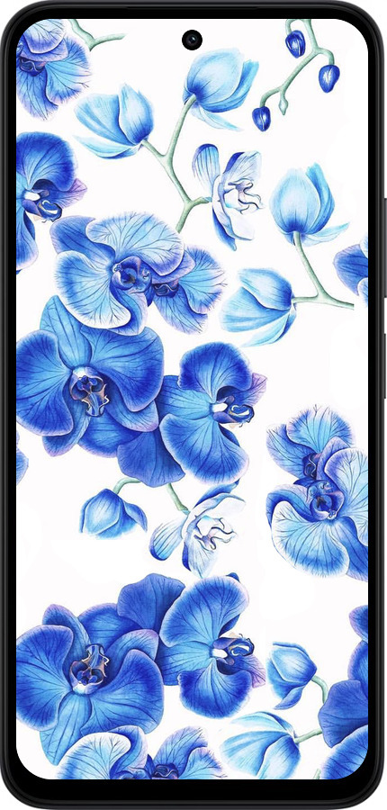 Силиконовый чехол Голубые орхидеи для Xiaomi Redmi 15 4G - 4406u-4136 изображение 