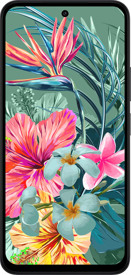 Силиконовый чехол Тропические цветы v1 для Xiaomi Redmi 15 4G - 4667u-4136 изображение 