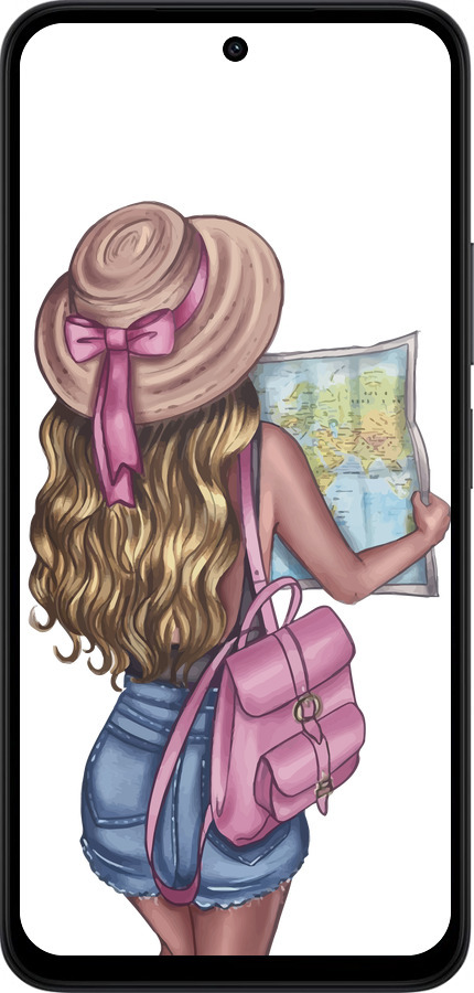 Силиконовый чехол Девушка с картой для Xiaomi Redmi 15 4G - 4704u-4136 изображение 