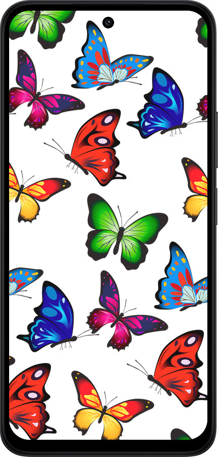 Силиконовый чехол Красочные мотыльки для Xiaomi Redmi 15 4G - 4761u-4136 изображение 