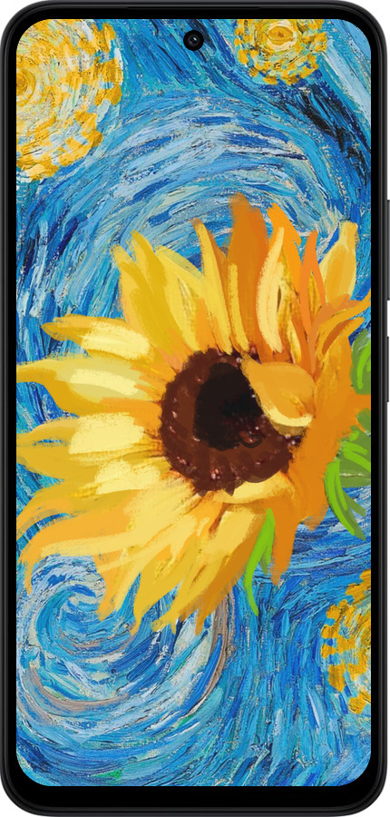 Силиконовый чехол Цветы желто-голубые для Xiaomi Redmi 15 4G - 5308u-4136 изображение 