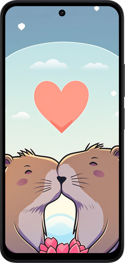 Силиконовый чехол Капибара любовь для Xiaomi Redmi 15 4G - 6027u-4136 изображение 