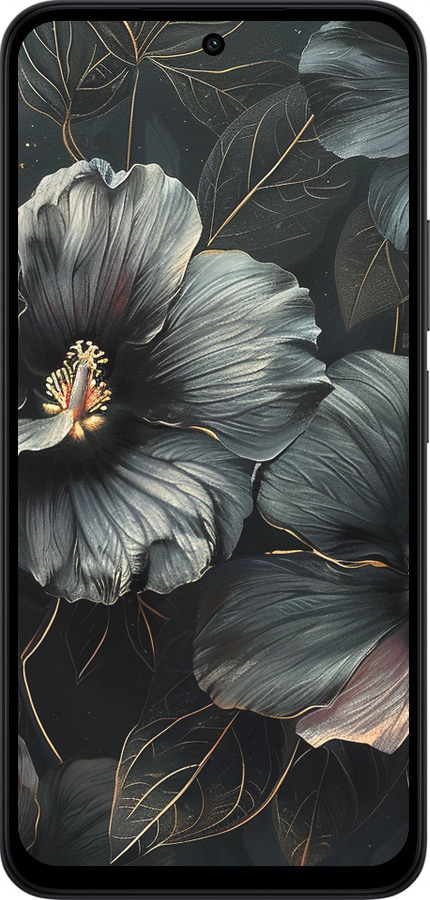 Силіконовий чехол Чорні квіти для Xiaomi Redmi 15 4G - 6031u-4136 изображение 