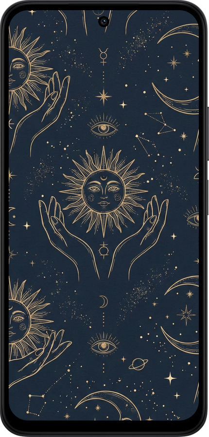 Силиконовый чехол Celestial Harmony: Sun & Moon Gold Mystic Pattern для Xiaomi Redmi 15 4G - 6778u-4136 изображение 